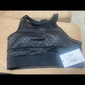 Zyia Active Black Flower All Star Bra Large